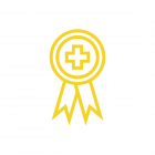 ribbon with cross in center and two ends downwards